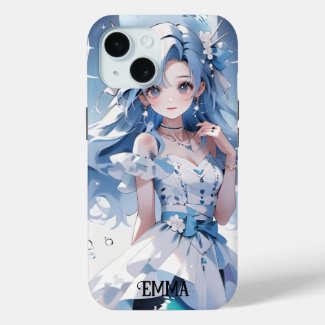 Mermaid with Blue Hair in a Blue Dress Custom iPhone Case