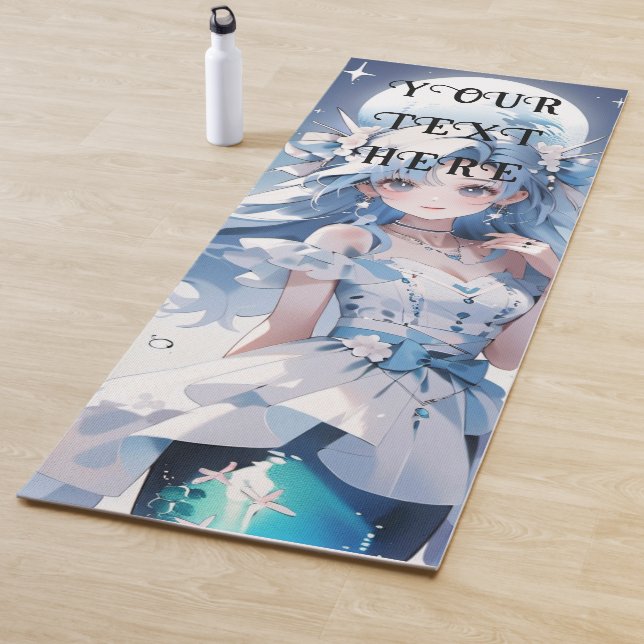 Mermaid with Blue Hair in a Blue Dress Custom Yoga Mat (In Situ)