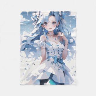 Mermaid with Blue Hair in a Blue Dress