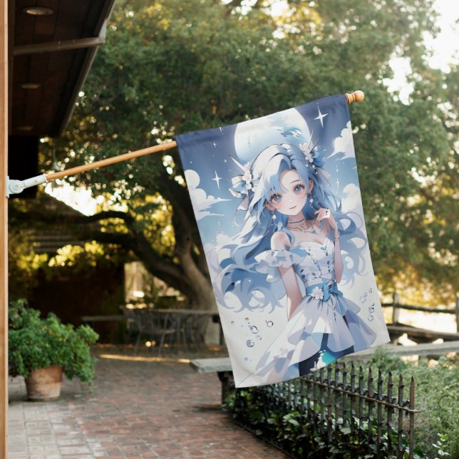 Mermaid with Blue Hair in a Blue Dress House Flag (In SItu)