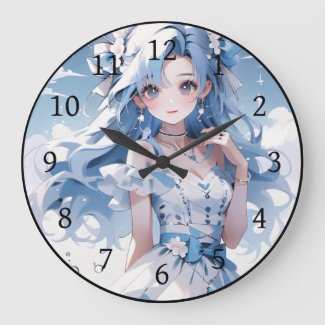 Mermaid with Blue Hair in a Blue Dress