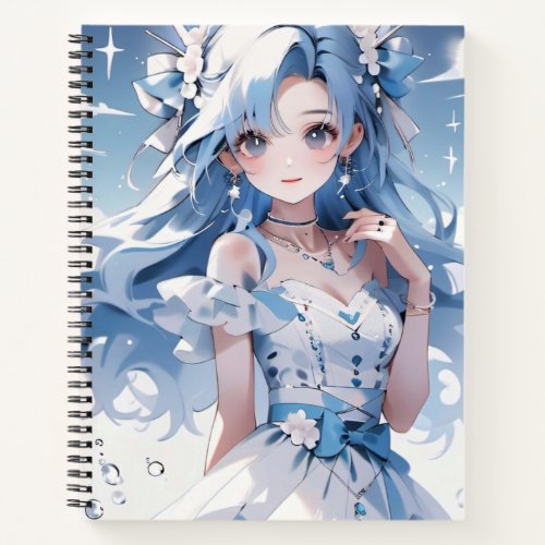 Mermaid with Blue Hair in a Blue Dress Notebook
