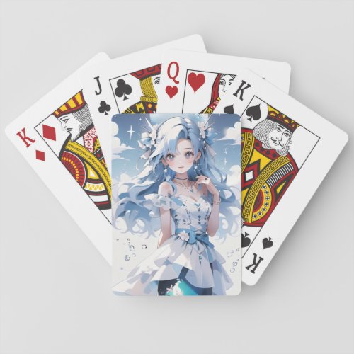 Mermaid with Blue Hair in a Blue Dress Playing Cards