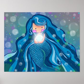 Mermaid With Bright Pearl Poster by antico at Zazzle