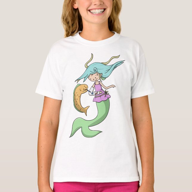 Mermaid with broken arm and cast cute T-Shirt (Front)