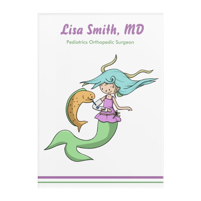 Mermaid with broken arm Pediatrics Orthopedic Acrylic Print (Front)