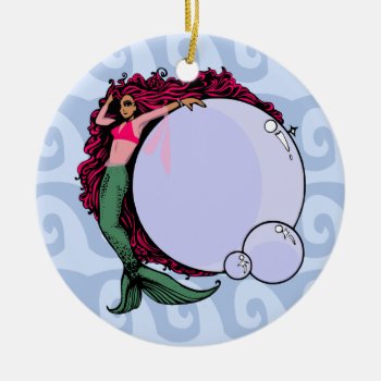 Mermaid With Bubbles Ornament by HotPinkGoblin at Zazzle