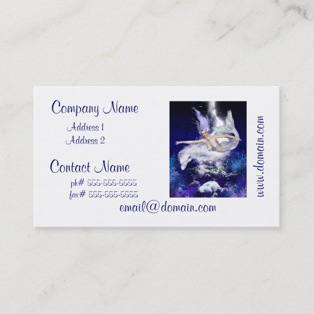 Mermaid with Dolphin Business Cards (Front)