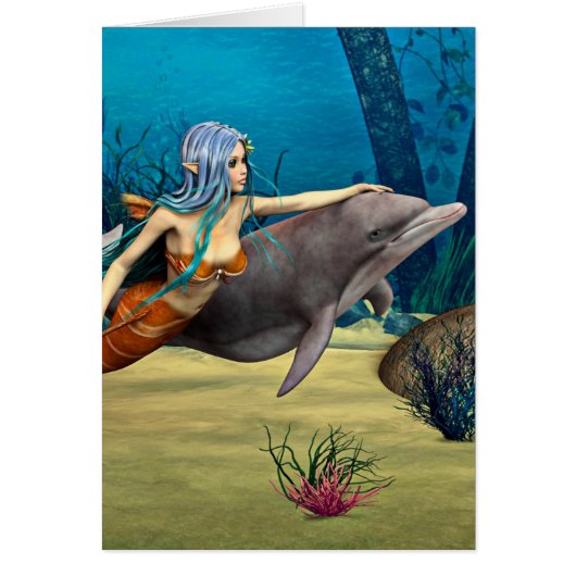 Mermaid with Dolphin Cards (Front)