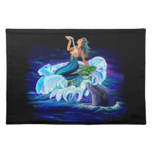 Mermaid with Dolphin Cloth Placemat