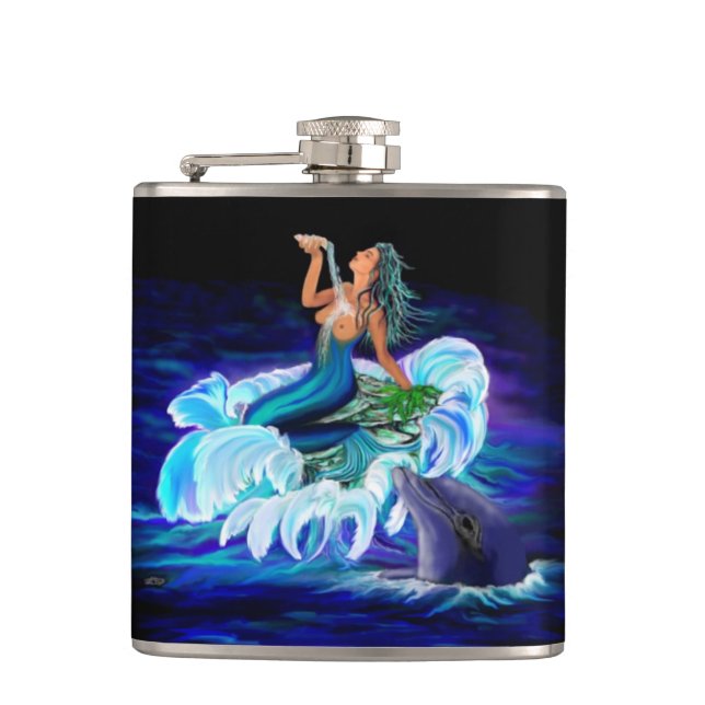 Mermaid with Dolphin Flask (Front)