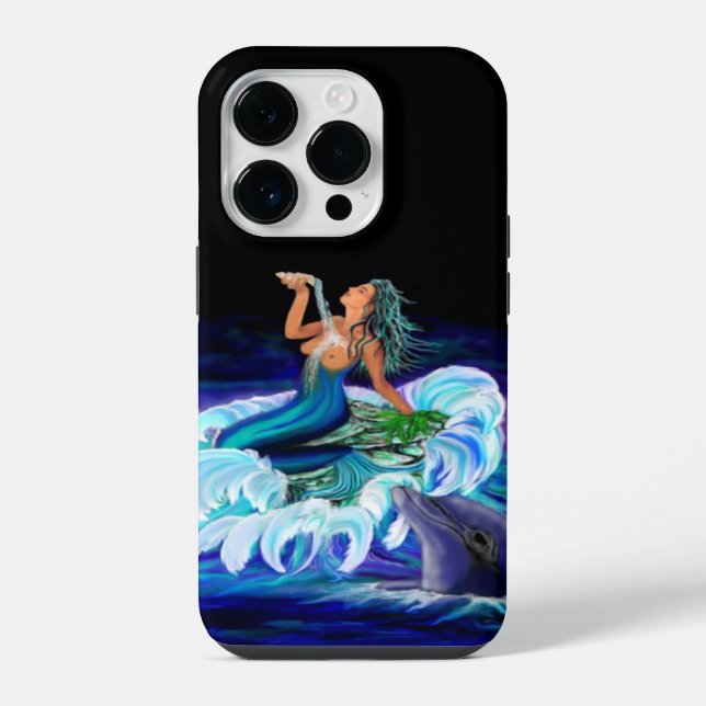 Mermaid with Dolphin Iphone Case (Back)