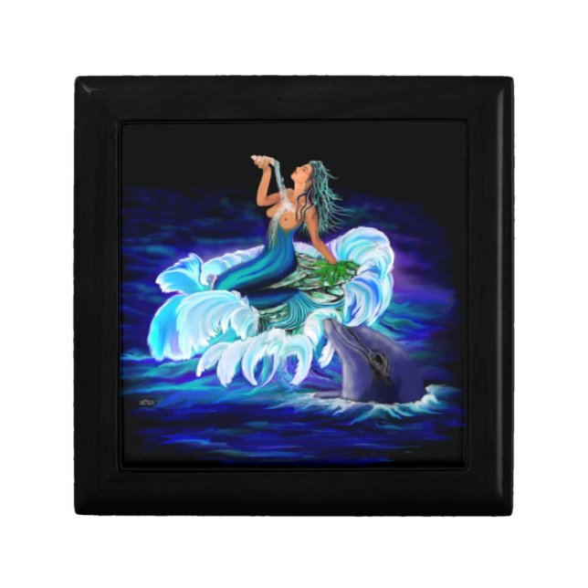 Mermaid with Dolphin Jewelry Box (Front)