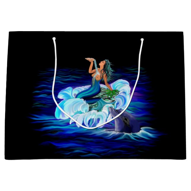 Mermaid with Dolphin Large Gift Bag (Front)