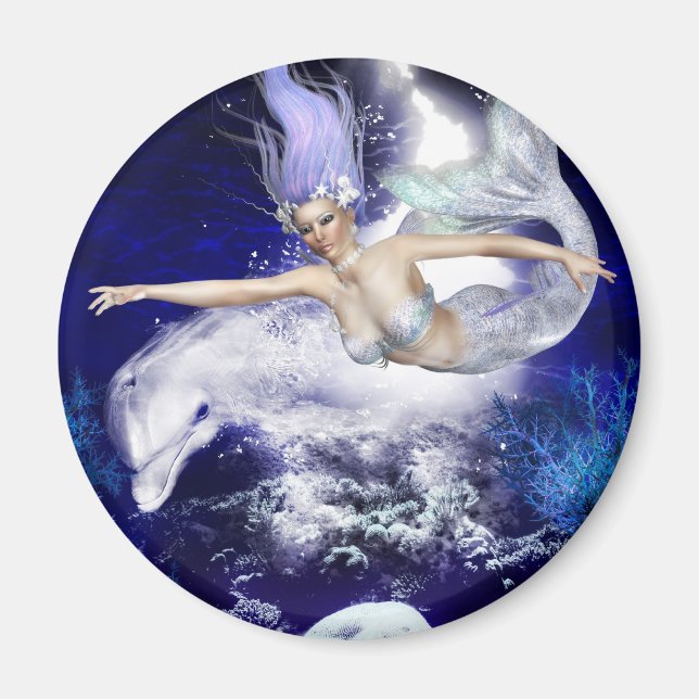 Mermaid with Dolphin Magnet (Front)