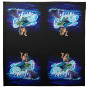 Mermaid with Dolphin Napkin