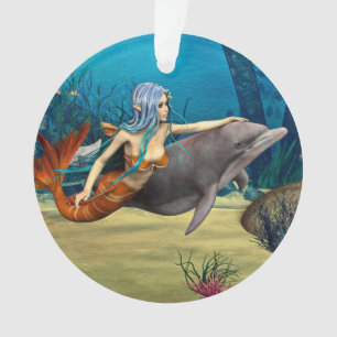 Mermaid with Dolphin Ornament