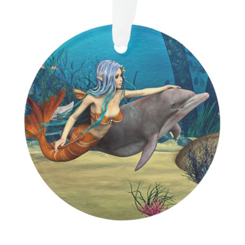 Mermaid with Dolphin Ornament