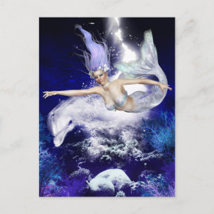 Mermaid with Dolphin Postcard