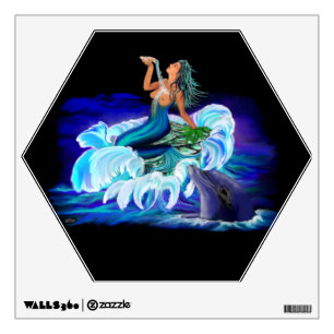Mermaid with Dolphin Wall Decal
