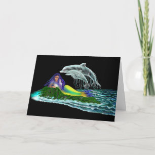 Mermaid with Dolphins Card
