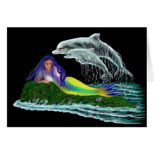 Mermaid with Dolphins Cards (Front Horizontal)