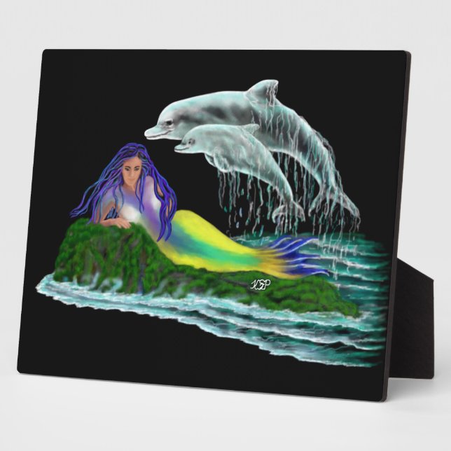 Mermaid with Dolphins Plaque (Side)