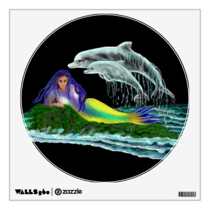 Mermaid with Dolphins Wall Decal