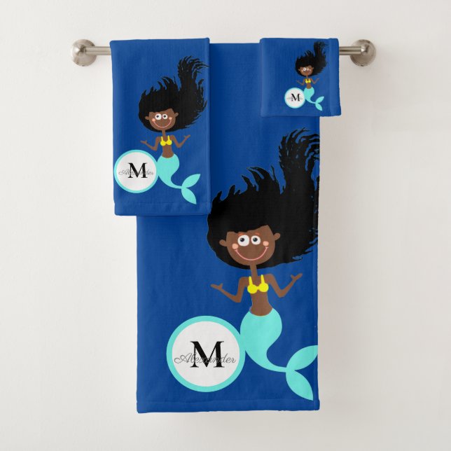 Mermaid with Dreadlocks hair Girl  Bath Towel Set (Insitu)