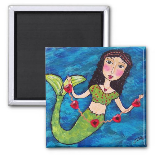 Mermaid With Hearts Magnet