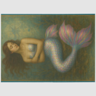 Mermaid with Iridescent Scales   Decoupage Tissue Paper