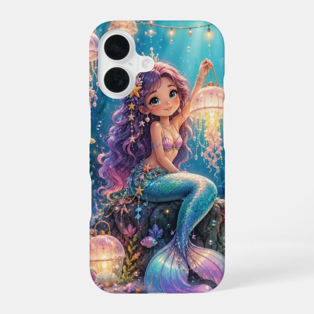 Mermaid with jellyfish lantern  iPhone case (Back)