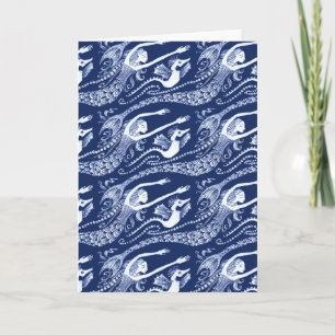 Mermaid with Pearls and Seahorse Card