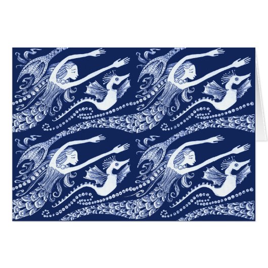 Mermaid with Pearls and Seahorse Cards (Front Horizontal)