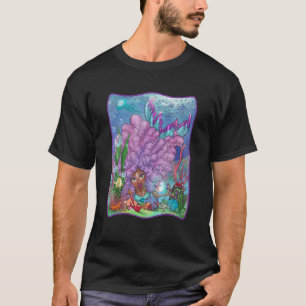 Mermaid With Purple Hair Swimming In Coral Reef T-Shirt