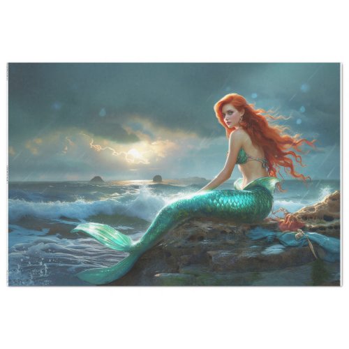 Mermaid with Red Hair Decoupage Tissue Paper