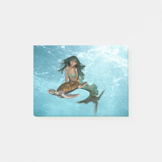 Mermaid with Sea Turtle Post-it Notes (Front)