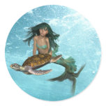 Mermaid with Sea Turtle  Stickers