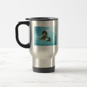 Mermaid with Sea Turtle Travel Mug