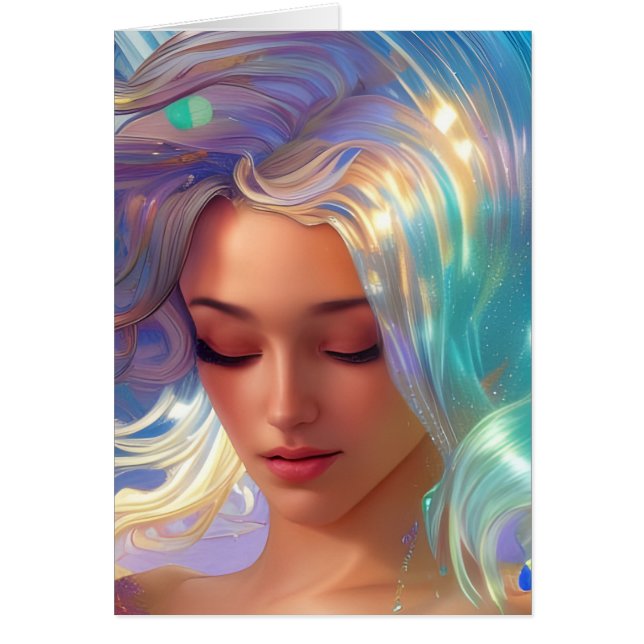Mermaid with Shimmering Hair All Occasions Greetin (Front)