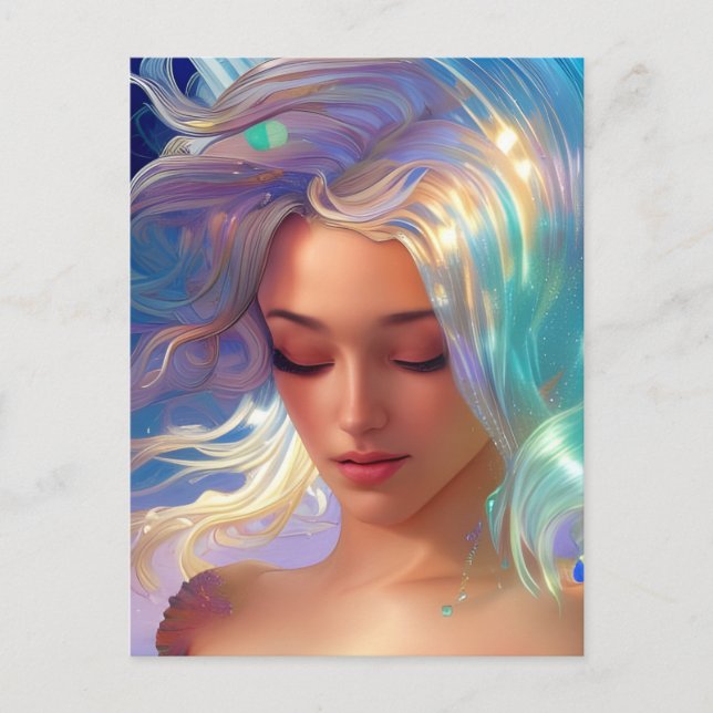 Mermaid with Shimmering Hair Postcard (Front)