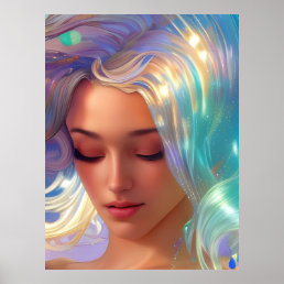 Mermaid with Shimmering Hair Poster
