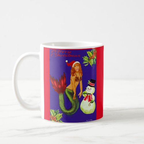 Mermaid with Snowman Christmas Mug