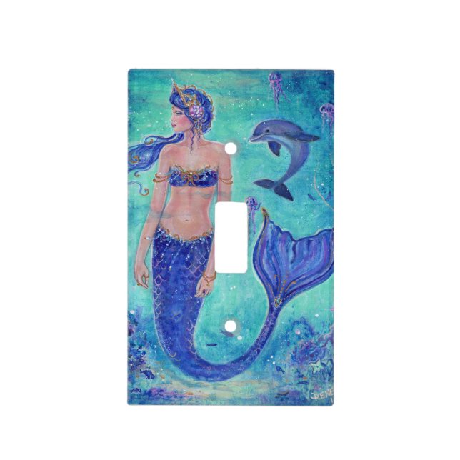 Mermaid wonder and dolphin lightswitch Renee Light Switch Cover (Front)