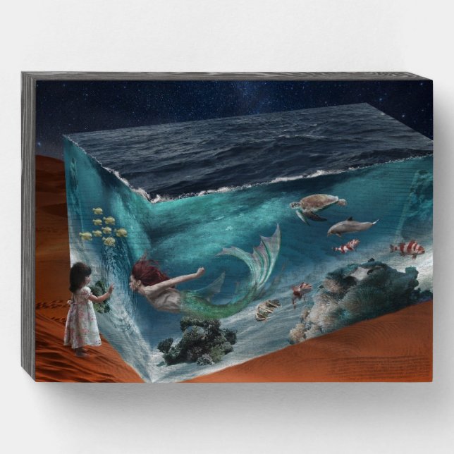 Mermaid Wood Box Sign (Front Horizontal)