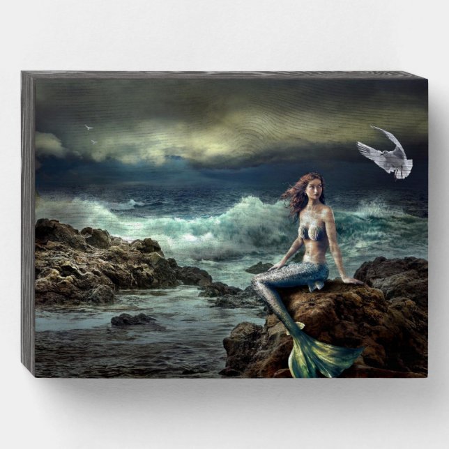 Mermaid Wood Box Sign (Front Horizontal)