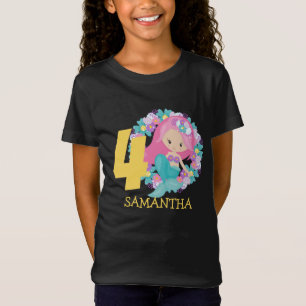 Mermaid yellow 4th birthday T-Shirt