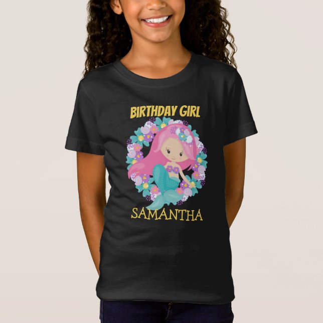 Mermaid yellow birthday  T-Shirt (Front)