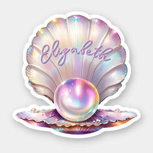 Mermaidcore Pastel Iridescent Pearl Clamshell Sticker