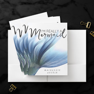 #MermaidLife Im Really a Mermaid Blue Tail Quote Pocket Folder